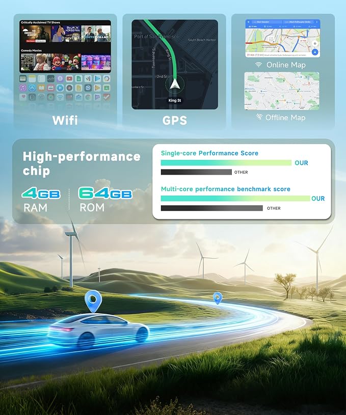 4Core 4G+64G Android 15 Car Radio for Toyota Corolla 2009-2013, 5G-WiFi, Car Stereo Wireless Carplay, Rimoody 9'' HD Touchscreen Mirror Link GPS Navigation Bluetooth FM/RDS EQ-32 SWC Backup Camera