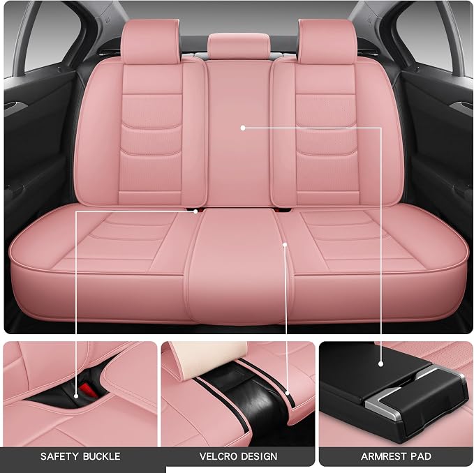 Full Coverage Full Set Waterproof Leather Car Seat Covers with Lumber Support and Airbag Compatible Universal Fit for Most SUVs,Trucks,and Sedans with 5 Seats in Automotive Seat Covers