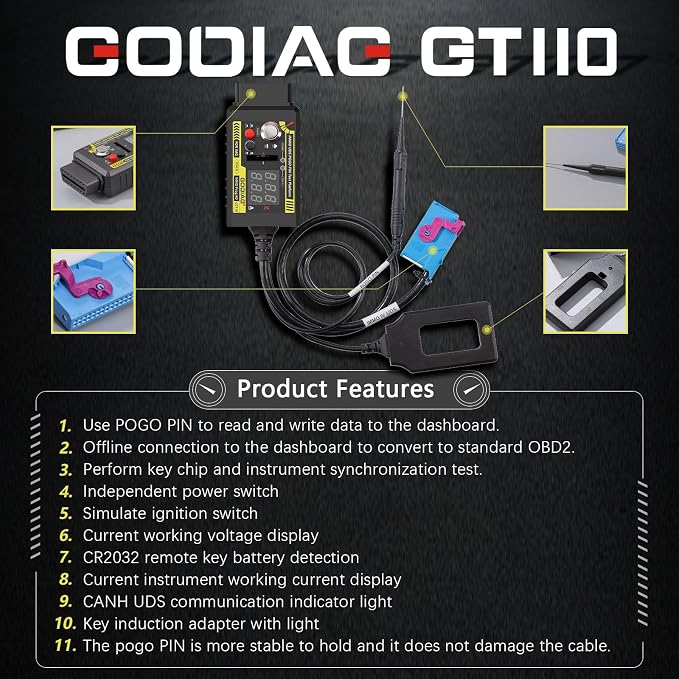 GODIAG GT110 for VW Audi Skoda Seat CAN-Bus UDS 4th Generation IM-MO System Test Platform Cable with POGO PIN to Read & Write POGO PIN Data