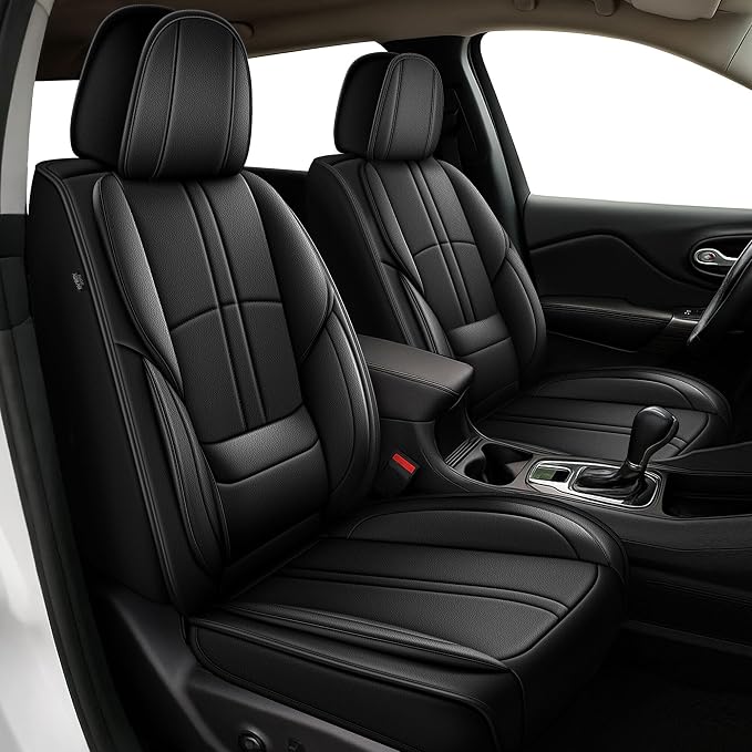Seat Covers Fit for Ford Fusion 2010-2020: Waterproof Faux Leather Car Seat Covers - 2 PCS Front Seat Covers(Black)
