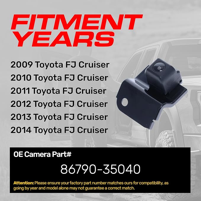 Master Tailgaters Replacement for Toyota FJ Cruiser (2009-2014) Backup Camera OE Part # 86790-35040