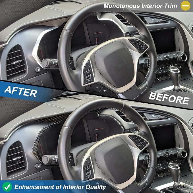 Real Carbon Fiber Center Console Display Panel Trim Compatible with Corvette C7 2014–2019, Interior Decal Sticker Accessories