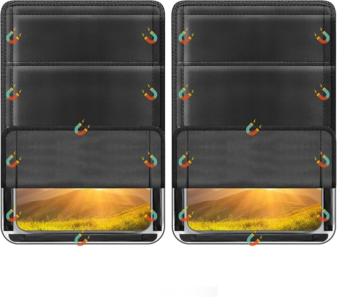RV Door Window Shade Cover - Magnetic RV Blackout Window Cover with UV Protection and Privacy Features (25 * 16 in) Foldable Magnet Design, Waterproof Fabric (Black, 2 Pack (25"L x 16"W))