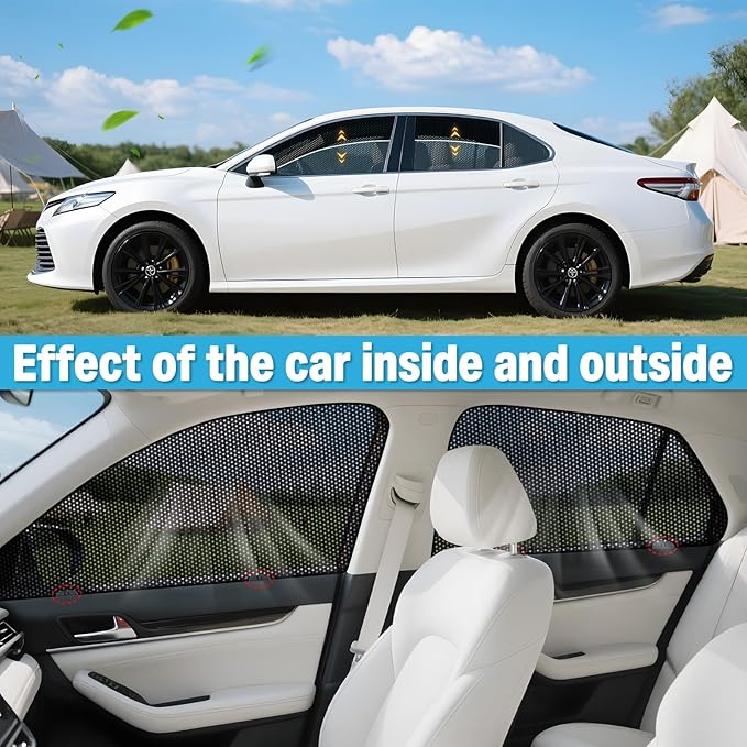 ZATOOTO Car Window Shades for Toyota Camry 2024-2025, 4 Pack Camry Sun Shade Side Window, Breathable Mesh Car Window Screen for Camping Napping Baby UV Protection