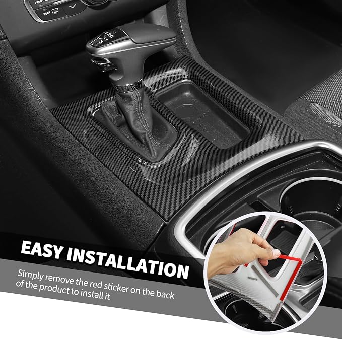 Jimen Fit for Dodge Charger 2015-2023, Center Console Dash Instrument Panel & Gear Shift Cover Trim (Carbon Fiber)