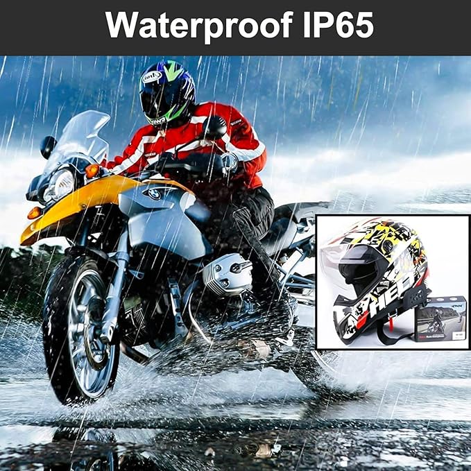 EJEAS V6 Motorcycle Bluetooth Headset, 2 Riders Motorcycle Intercom Helmet Communication System with Noise Reduction and Bluetooth 5.1 for Motorcycling Skiing and Climbing (2 Pack)