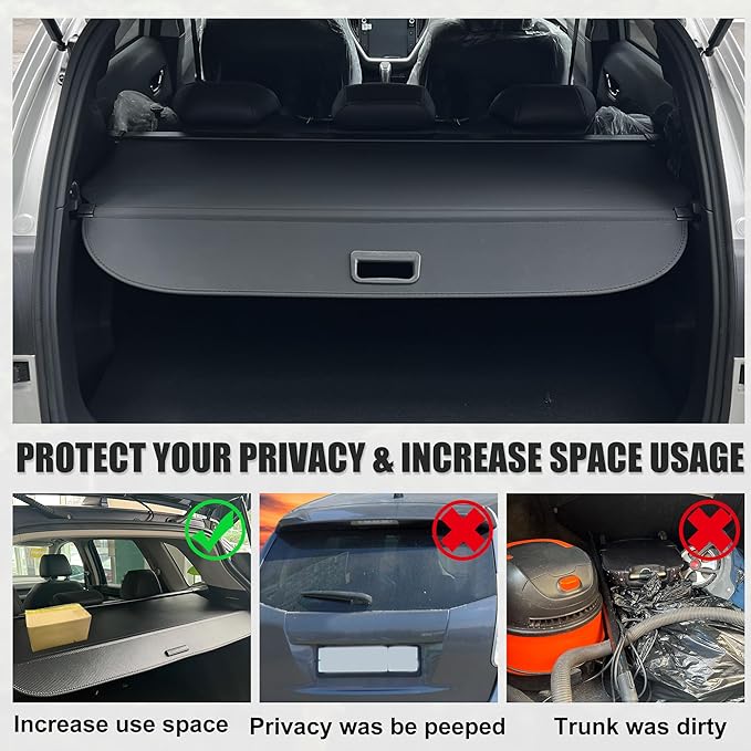 uxcell Retractable Cargo Cover for Genesis GV70 2022-2023 Waterproof Non Slip SUV Rear Trunk Shielding Shade Black
