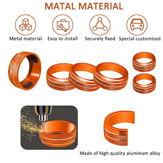 for Toyota Tacoma Accessories 2023 2022 2021 2020 with 8" or 7" Touchscreens Knob Covers - AC Vent Ring Button Knob Covers for Air Conditioner Volume Mirror Push Start Stop Button Trim 12Pcs (Oange)