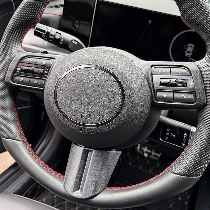2 PCS Matte Wood Grain Car Steering Wheel Frame Cover Steering Wheel Button Panel Protection Frame Compatible with Hyundai Sonata DN8 2024 Accessories【Not Applicable to Sonata N-Series】