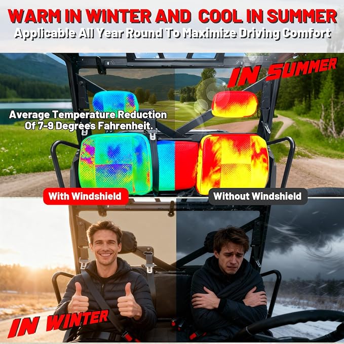 StarknightMT Tinted Rear Window Compatible with Polaris Ranger XP 1000 / 1000 (2017-2026), Polycarbonate Back Windshield Fits Ranger XP 900 / Crew (2013-2019), Quick-Turn Knob Install