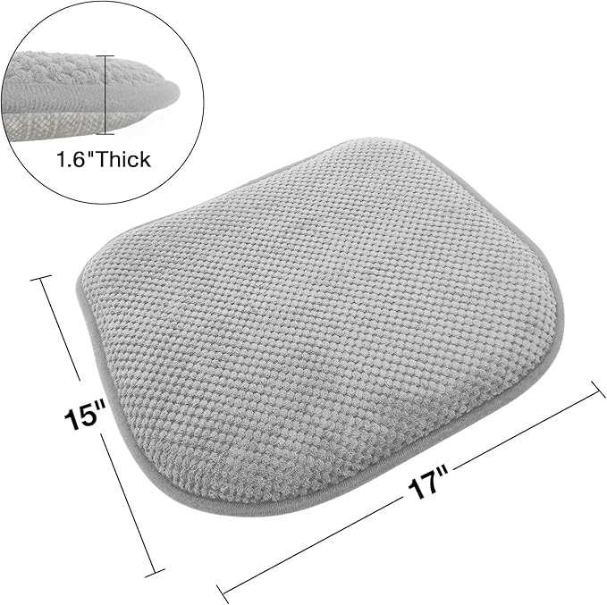 Silver Grey Chairs Cushions for Dining Chairs 6 Pack Non Slip Foam Kitchen Seat Cushions Washable Soft Thick Patio Pads Large Wooden Metal Tapered Chair Cushions,17" x 15"