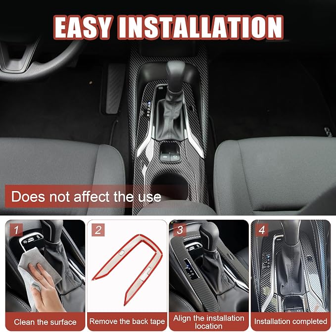 Carbon Fiber Center Console Gear Shift Panel Cover & Cup Holder Cover Compatible with Toyota Corolla 2020–2022 Sedan & 2019–2022 Hatchback