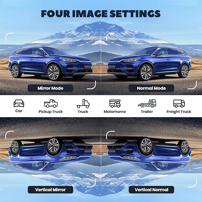 Wireless Backup Camera With 5" Monitor, RV Solar Back Up Camera Systems HD 1080P Monitor With Video Recording, Rechargeable Infrared Night Vision Rear View Cameras For RVs Car Truck Trailer Pickup Van