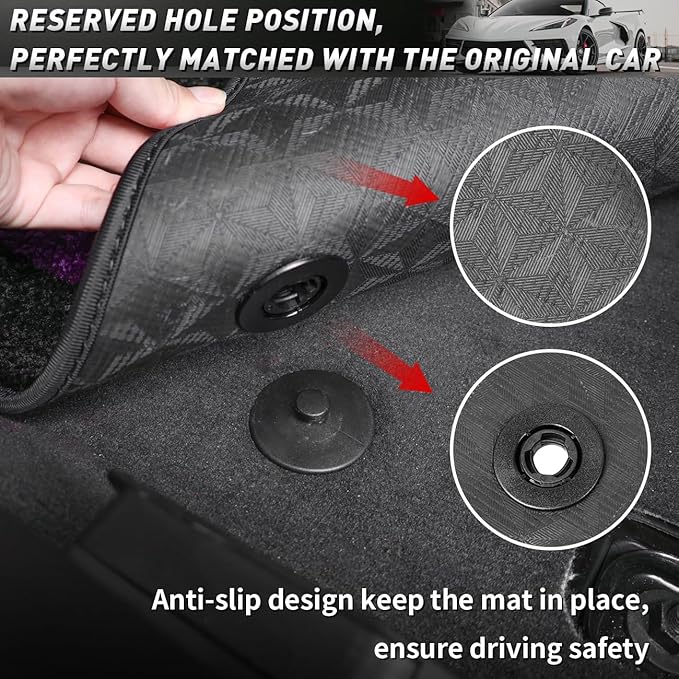 Black Floor Mats Protectors Floor Liners Compatible with for Corvette C8 Coupe 2020-2026 Accessories All Weather Anti-Scratch Wear-Resistant Floor Protection Carpet Foot Pad