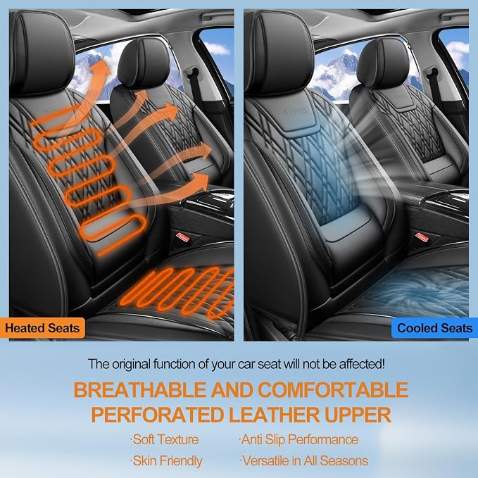 Car Seat Covers Compatible with Ford Focus 2009-2018 - Full Set 5 Seats Luxury Leather All-Weather Seat Cushions & Protectors, Waterproof & Breathable, Airbag Compatible (Black)