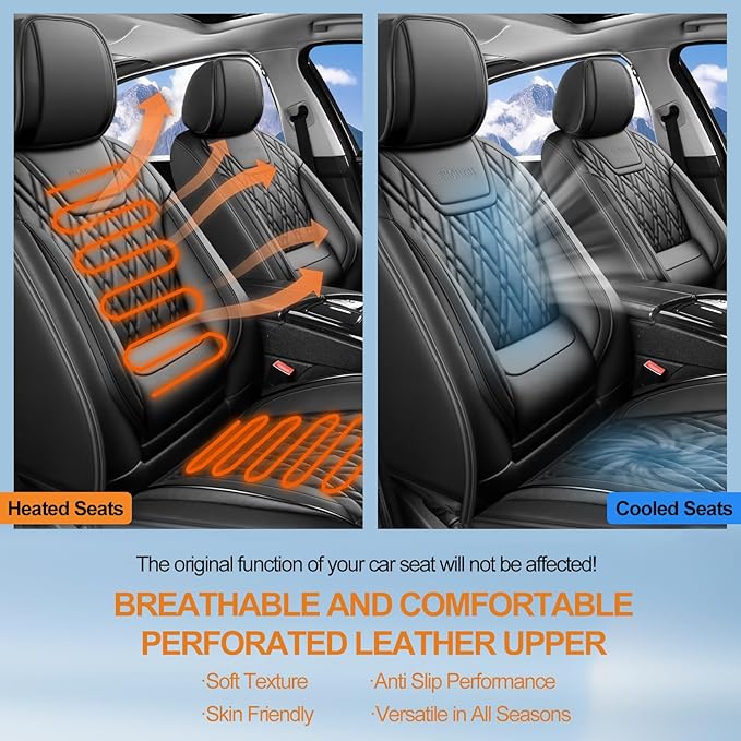 Fit Edge Car Seat Covers for Ford Edge 2007-2025 2026 - Luxury Leather, Anti-Slip, All-Weather Seat Cushions, Waterproof & Breathable, Airbag Compatible, Full 5-Seat Set (Black)