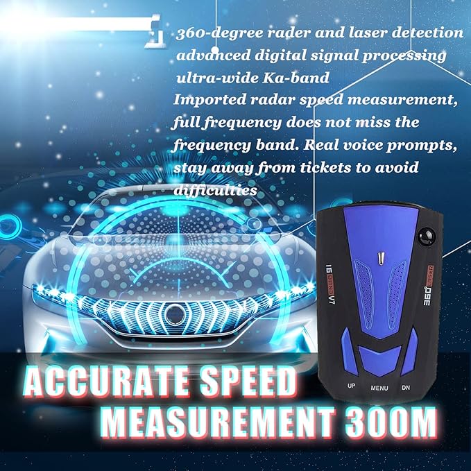 Newly Driving Aids Laser/Radar Detectors for Cars with Led Display, Long Range Detection, Mute Memory, City/Highway Mode Detectors, Ideal Gifts for Cars (Blue)