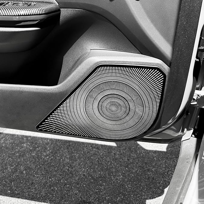 4PCS Stainless Steel Front & Rear Door Speaker Covers Trim Compatible with Kia K4 2025-2026 Accessories (Black)