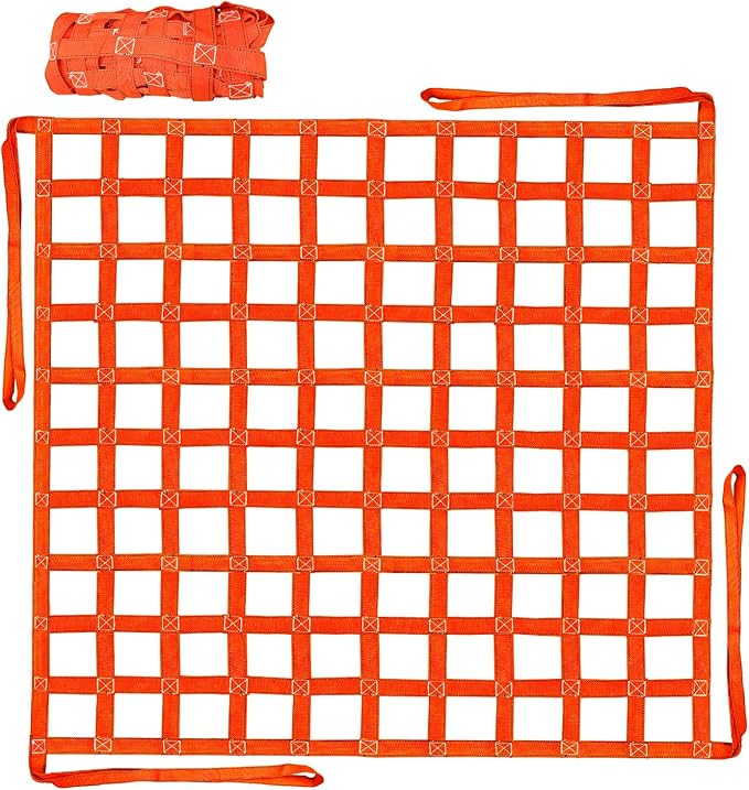 YATOINTO Cargo Lifting Net 4.92'x4.92', Lifting Net Straps for Hoist 1100lbs Load Capacity, Nylon Sling Hoisting Net 10-12CM Square Hole for Construction Rigging Moving Towing Hoisting Unloading