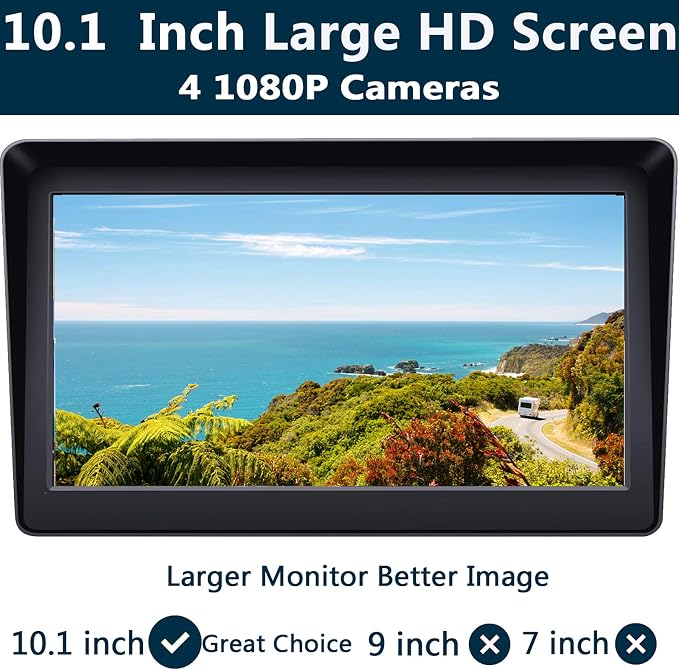10" 1080P AHD Wired Reverse Rear View Backup Camera System,IP69K Waterproof Night Vision, Vibration-Proof 20G for Tractor/Truck/Excavator/Caravan/Skid Steer/Heavy Equipment