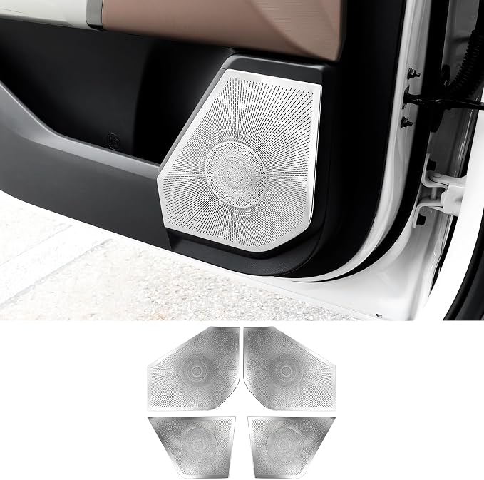 Stainless Steel Car Door Speaker Cover Car Interior Chrome Car Door Speaker Decor Cover Set Compatible with Kia SELTOS 2027 Accessories(Silver)