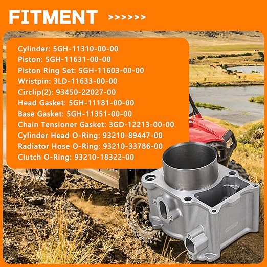 Cylinder Piston Gasket Top End Kit 84.5mm Compatible with Yamaha Kodiak 400 2007-2008 Grizzly 400 YFM 400 2000-2006 After-Market Parts