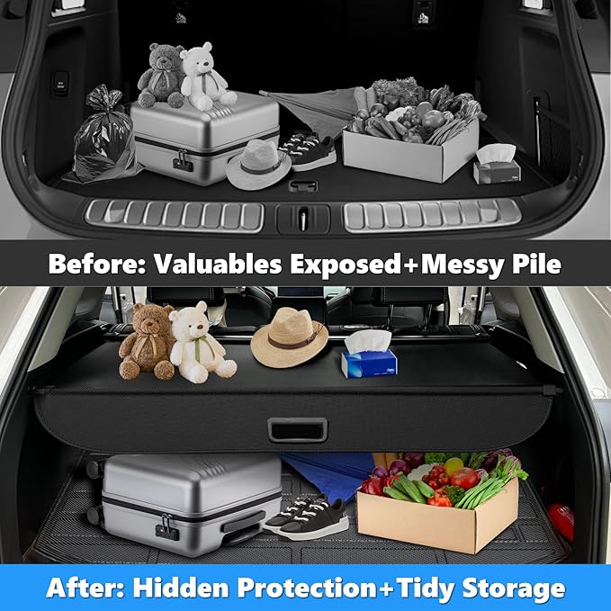 MIALUTY® Cargo Cover for 2021-2026 Kia Sorento Retractable Trunk Cover Sorento Accessories Anti-Peeping Anti-Theft Privacy Screen,Trunk Luggage Shield Shade Carbon Fiber Texture