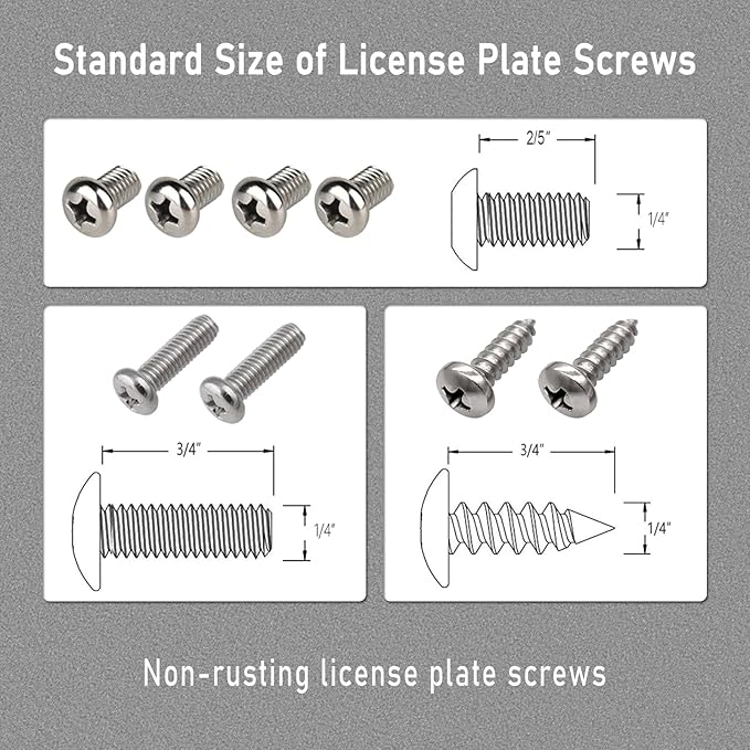 BGGTMO License Plate Bracket Holder- Front License Plate Mounting Kit, Universal Bumper Car Tag Frame Mount Adapter with Stainless Steel Screw Cap, Cable Ties