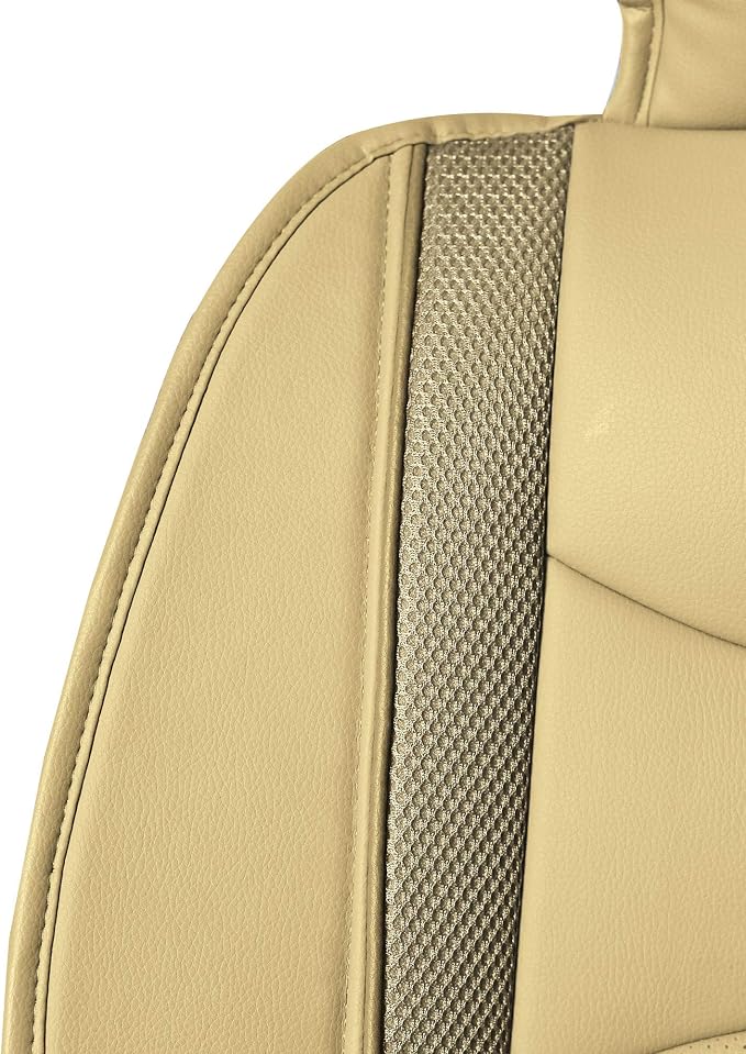 FH Group Car Seat Cover Cushion - Rear Seat Covers for Cars Trucks SUV, Faux Leather Car Seat Cushions, Waterproof Car Seat Cover Cushion, Universal Fit Car Seat protector Rear Set Beige Tan