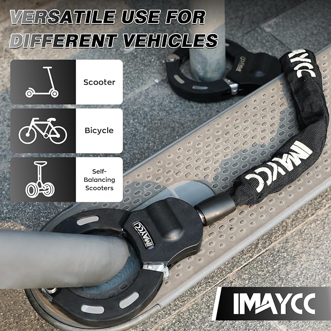 Scooter Chain Lock, Bike Lock, Electric Scooter Accessories, Security Anti-Theft Bike Lock, Chain Lock for Electric Scooter, Motorcycle, Bicycle