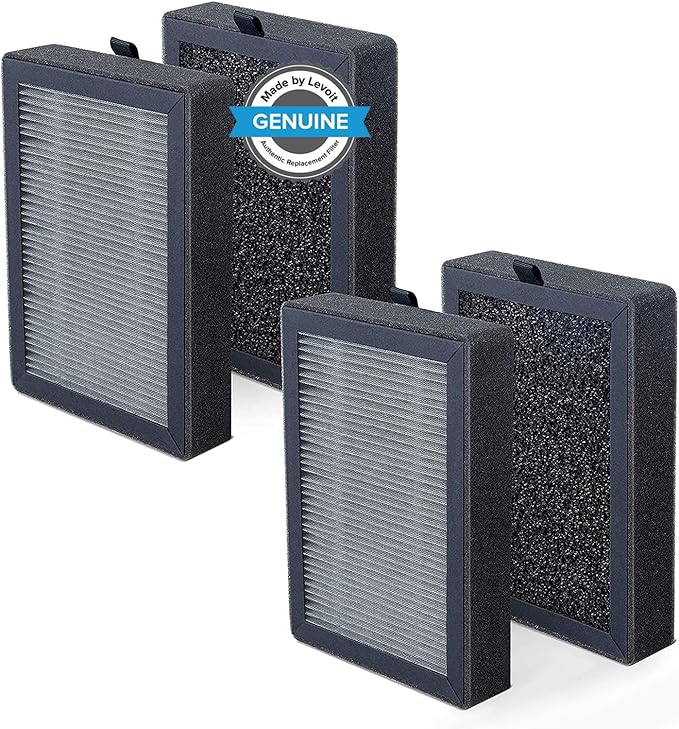 LEVOIT Air Purifiers for Home Large Room Up to 1980 Ft² in 1 Hr With Air Quality & LV-H128 Air Purifier Replacement, 3-in-1 Pre-Filter, Capture Dust Smoke Pollen, Activated Car