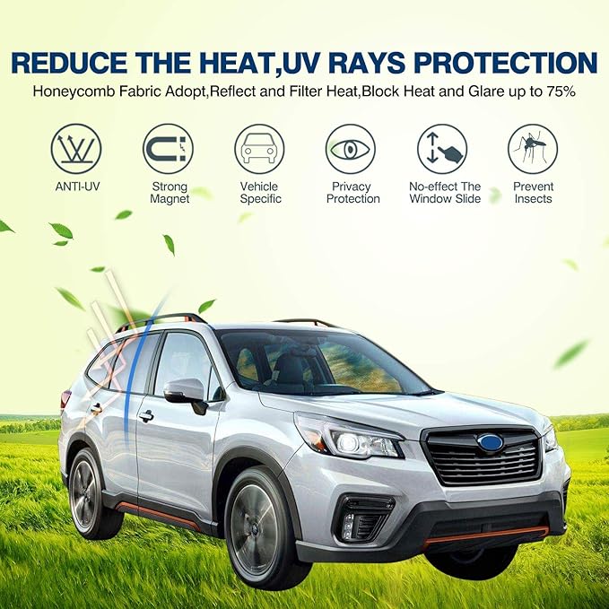 Mixsuper Window Shades for Subaru Forester 2019-2024 Accessories Side Rear Window Covers Foldable Mesh Sunshade Sun Visor Shield Privacy Protection UV Rays Keep Vehicle Cool 6PCS