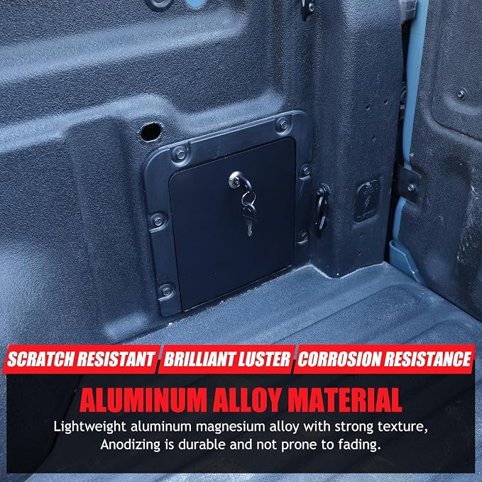 Lcojicep Trunk Bed Security Lockbox Cover Compatible with Ford Maverick 2022-2025，Truck Bed Side Storage Box Lockbox Cover Replacement ， with lock Storage box panel Cover Accessories (Black A)