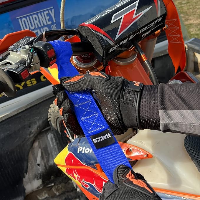 HACCOPLANET Ratchet Straps, 5280lb Break Strengeth, 1.6" Heavy Duty Ratchet Tie Down Strap Set w/Padded Handle, S Hook, Soft Loop for UTV Motorcycle Truck Cargo Straps (Blue, 16FT)