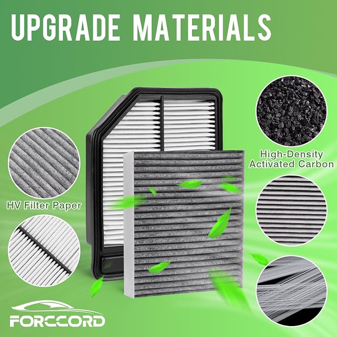 Cabin & Engine Air Filter Fit for Honda Civic 2006 2007 2008 2009 2010 2011 (1.8L) Activated Carbon Cabin Filter Replacement CF10134 CA10165 Car Accessories