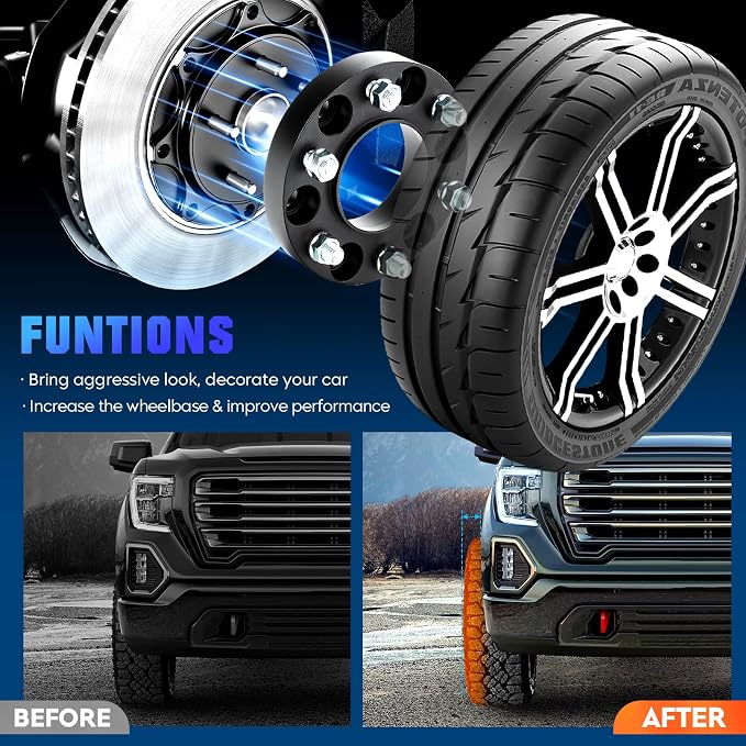 Youxmoto 4x156 1 inch ATV Wheel Spacers Fit for Polaris Diesel Ranger Sportsman Xplorer, Fit for Kawasaki KEF300 KSF250 KXF250, 131mm Hub Bore Wheel Adapters with 3/8"-24 Studs, 4PCS