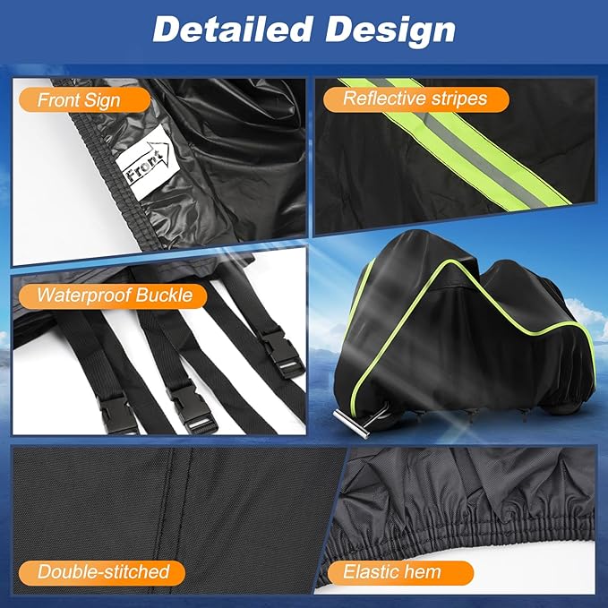 QUNSUNUS Motorcycle Cover for Harley Davidson Trike Models Freewheeler/Tri Glide Ultra/CVO Version/Gold Wing with Vent and Antenna Holes for with Wind, Sun, UV and Dust Protection