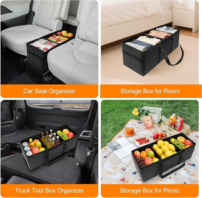 Car Seat Organizer for Ford Explorer 2026 2025 2024-2020 w/Built-In Cooler Bag, Car Second Console Organizer w/Non-Slip Strips, Car Backseat Organize for Dog Toys Kids Snacks Travel Storage Box