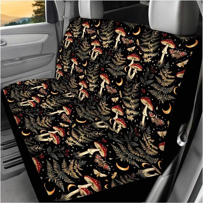 Ystardream Wild Mushroom Car Seat Covers Full Set Girly Car Seat Covers Front and Backseat,Automatic Interior Sets,Bench Protection Universal Fit Suvs,Vans,Sedans,Trucks