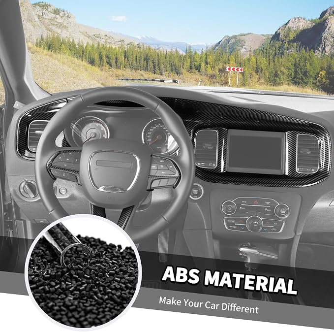 Jimen Fit for Dodge Charger 2015-2023, 9PCS Carbon Fiber Interior Kits - Center Console Dashboard Cover, Gear Shift Panel Trim