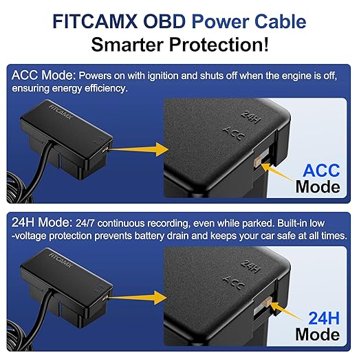 FITCAMX OBD Cable Dash Cams, Upgrade Parking Monitoring, Hardwire Wire Kit Accessories