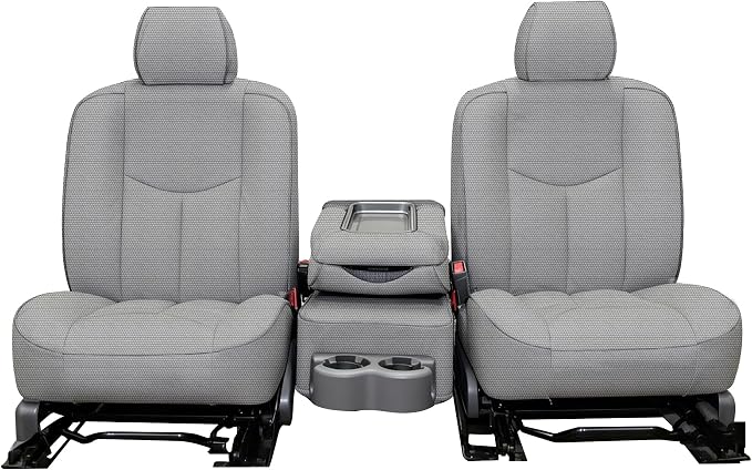 Seat Covers for Chevy Silverado & GMC Sierra 1500 1999 2000 2001 2002 2003 2004 2005 2006 Heavy Duty Cloth Protector Interior Accessories，Waterproof & Machine Washable-Gray (Front)