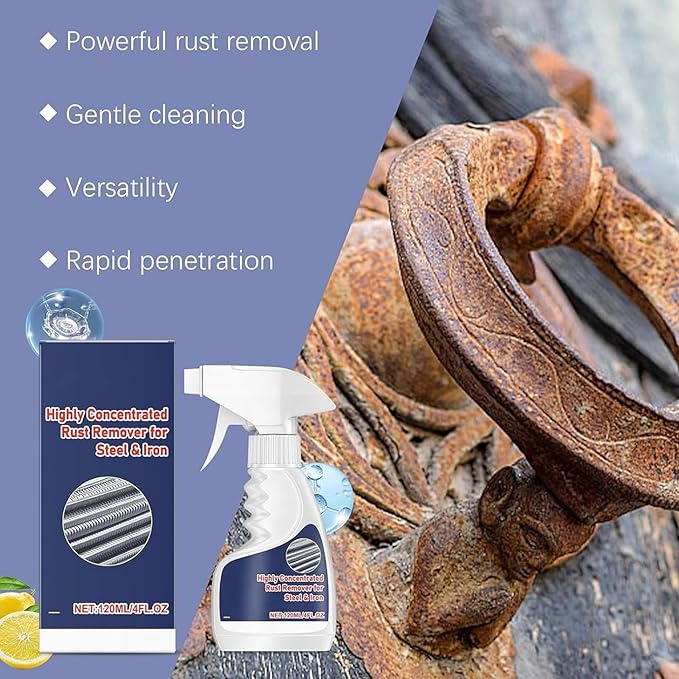 Highly Concentrated Steel Rust Remover, 2026 Upgraded Multipurpose Rust Remover Spray for Metal, Powerful Stainless Steel RustRemover, for Tools, Stainless Steel, Automotive Parts (2pcs)