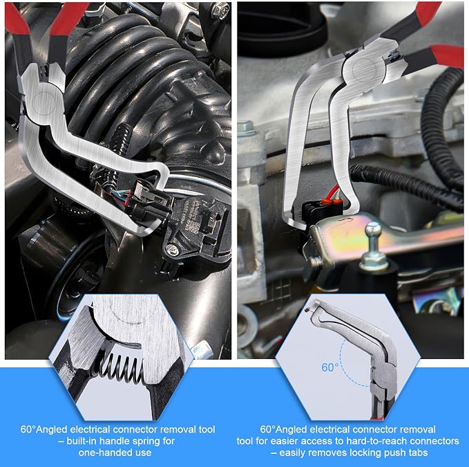 5-Piece Automotive Electrical Connector Removal Tool Set,Electrical Disconnect Pliers with Ergonomic Handle for Cars,Trucks & SUVs Fuel Line/MAF Sensor/Electrical Terminals/Lgnition Coil