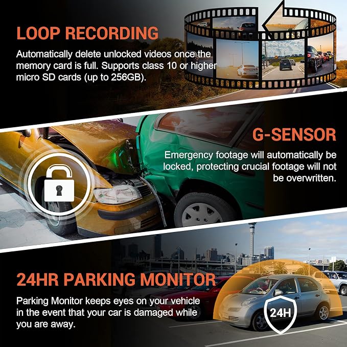 RexingUSA V1P 4K Dual Dash Cam, 4K+1080P Front & Rear, Wi-Fi, 2.4” LCD, 170° Wide Angle, Supercapacitor, G-Sensor, WDR, Loop Recording, App, 32GB Card & Hardwire Kit