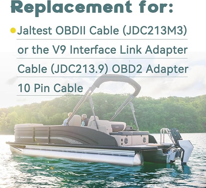 ALEXAPRO OBD2 Adapter 10 Pin Cable Fit for Jaltest JDC617A Mercury | Fit for Jaltest JDC617A DTS for Mercury for Mercruiser Marine Diagnostic Replace JDC617A