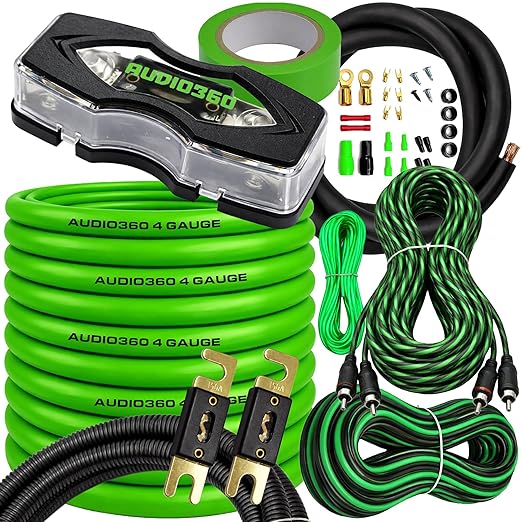 AD4CXL Amplifier Wiring Kit - True Spec 4 AWG Power Cable, ANL Fuse Holder with 150A & 200A Fuses, 17 ft RCA, Ground, & Speaker Wire - Complete Installation Kit for Car & RV