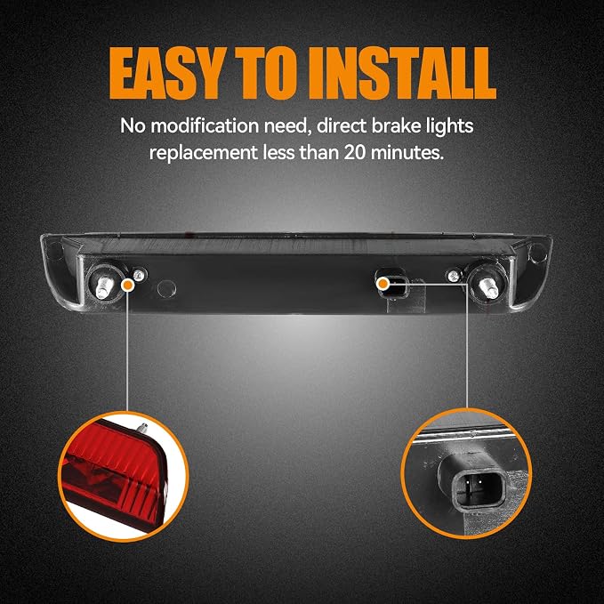 Third 3rd Brake Light LED for 2014-2019 Nissan Rogue, High Mount Rear Brake Lights Assembly for 14-19 Nissan Rogue, Waterproof Center Cab Lamp Stop Light (Red)