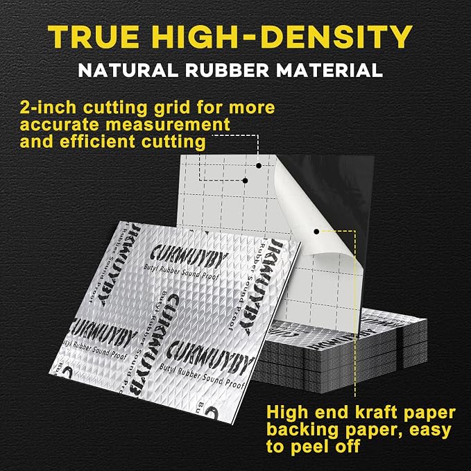 Butyl Sound Deadening 80mil 36sqft Sound Deadening Mat Car Sound Deadening Material Sound Deadening for Cars Automotive Sound Deadening Material Noise Insulation & Vibration Dampening Material (33pcs)