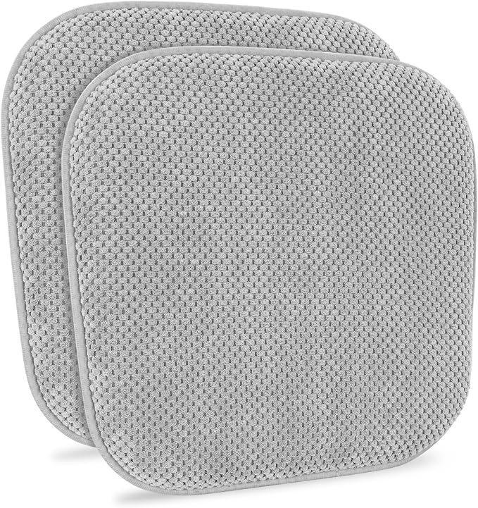 Silver Grey Kitchen Chairs Cushions Set of 2 Non Slip Foam Patio Seat Cushions Washable Soft Thick Pads Large Wooden Metal Tapered Dining Chair Cushions,17" x 15"